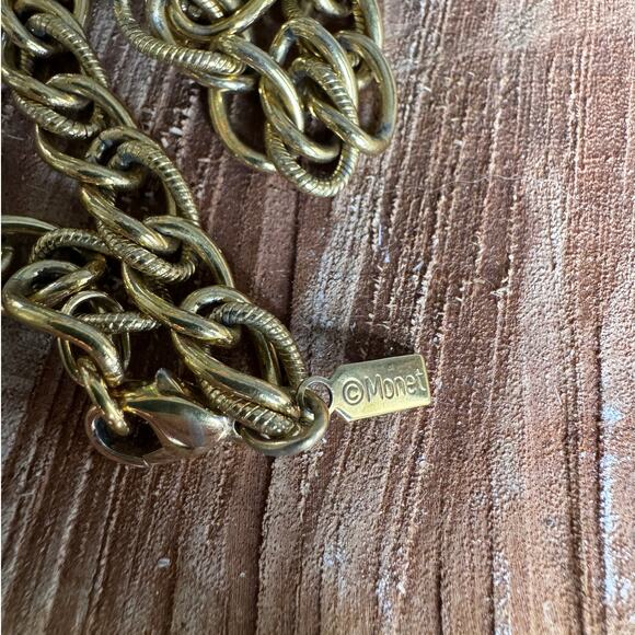 Monet Vintage Gold Plated Statement Rope/Link Necklace - Picture 3 of 4